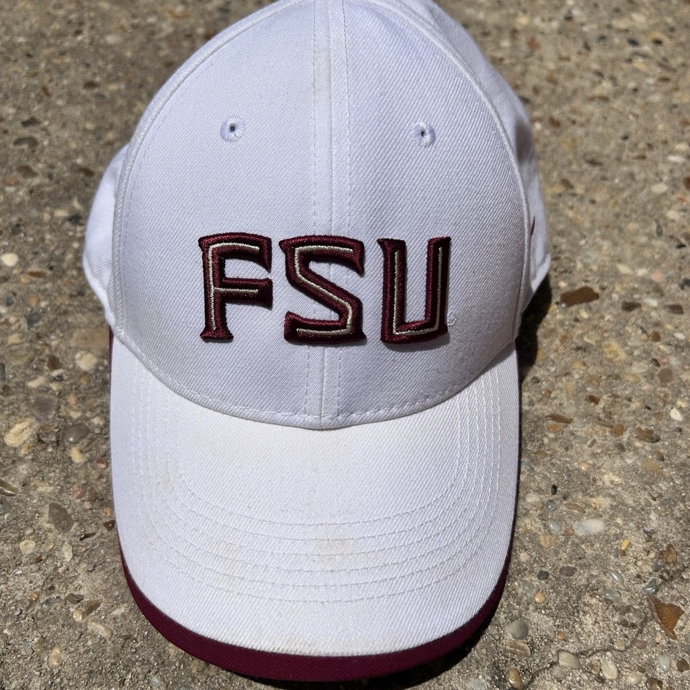 Nike Dri Fit FSU Hat Cap White Maroon Trim